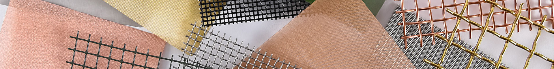 Square wire mesh materials in a variety of metals and brightly colored craft paper