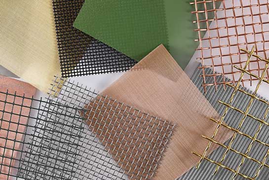 Variety of wire mesh materials with different opening sizes.